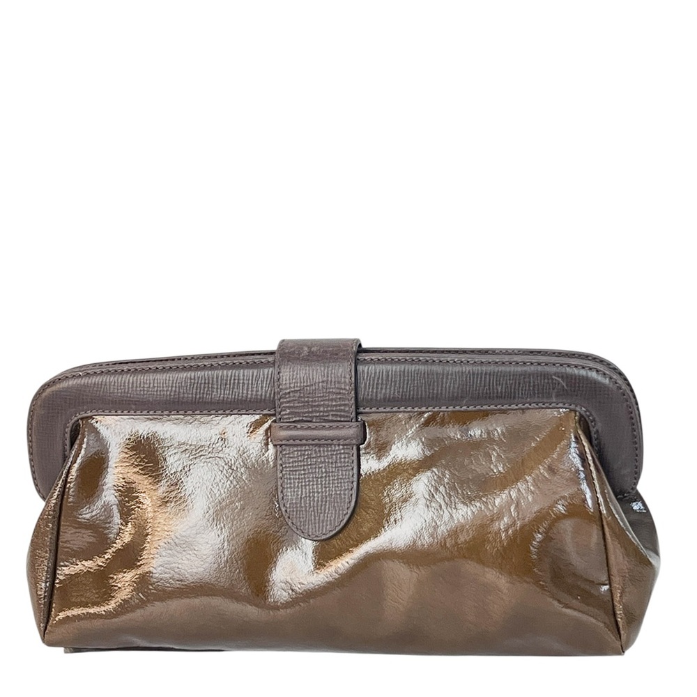 Marni Elegant Brown Patent Leather Clutch